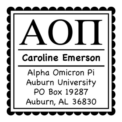 Alpha Omicron Pi College Sorority Stamp by Three Designing Women