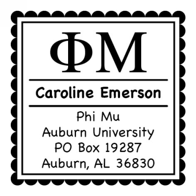 Phi Mu College Sorority Stamp by Three Designing Women