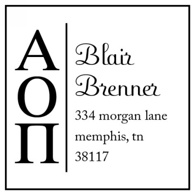 Alpha Omicron Pi College Sorority Stamp by Three Designing Women