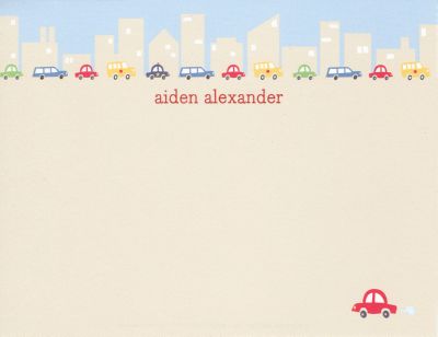 Cars Flat Note Card Personalized by Boatman Geller