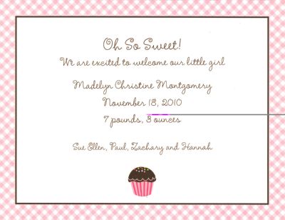 Cupcake Invitation or Announcement Personalized by Boatman Geller