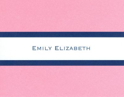 Light Pink and Navy Stripe Foldover Note Personalized by Boatman Geller
