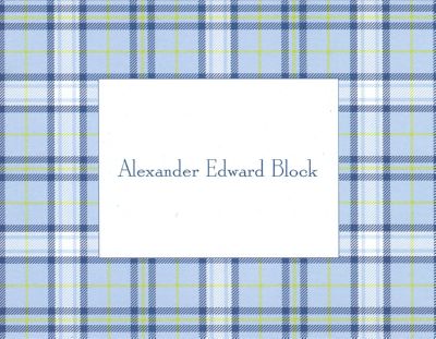 Blue Plaid Foldover Note Personalized by Boatman Geller