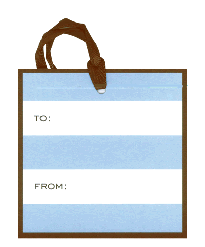 Blue and Brown Border Stripe Bag tag Personalized by Boatman Geller