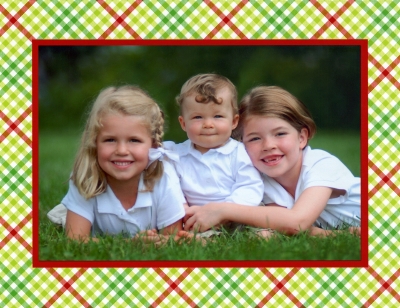 Gingham Check Green Folded Digital Photo Card Personalized by Boatman Geller