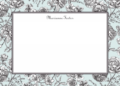 Floral Toile Aqua Stationery Personalized by Boatman Geller