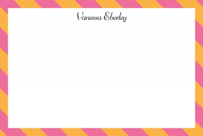 Diagonal Stripe Pink and Orange Stationery Personalized by Boatman Geller