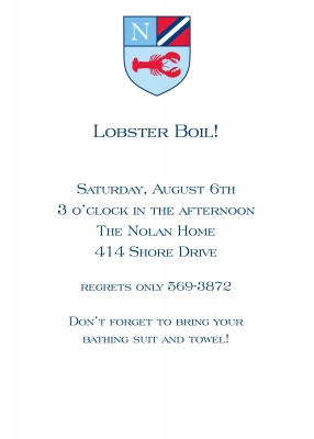 Crest Lobster Invitation Personalized by Boatman Geller