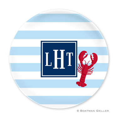 Stripe Lobster Personalized Plate Personalized by Boatman Geller