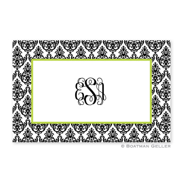 Madison Damask White with Black Disposable Placemats by Boatman Geller