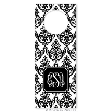 Madison Damask White with Black Wine Tags - qty 8