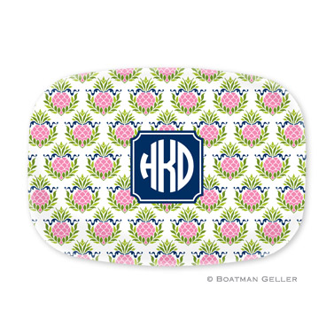 Pineapple Repeat Pink Personalized Platter