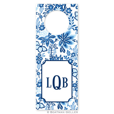 Classic Floral Blue Wine Tags - qty 8