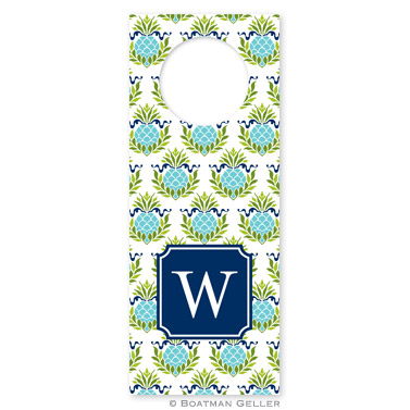 Pineapple Repeat Teal Wine Tags - qty 8