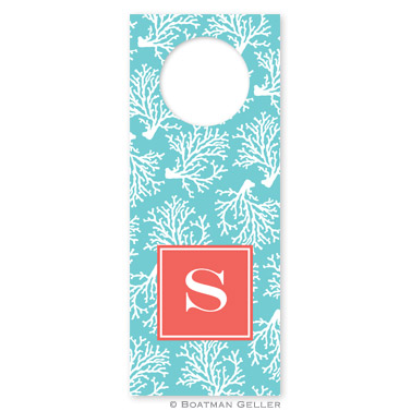 Coral Repeat Teal Wine Tags - qty 8