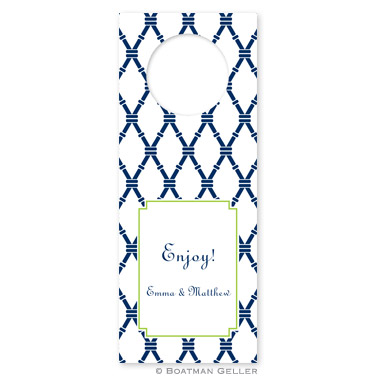 Bamboo Navy & Green Wine Tags - qty 8