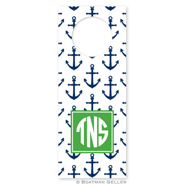 Anchors Navy Wine Tags - qty 8