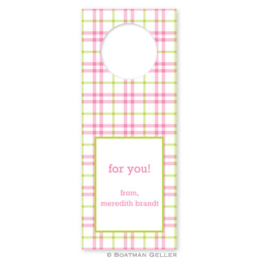 Miller Check Pink & Green Wine Tags - qty 8