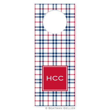 Miller Check Navy & Red Wine Tags - qty 8