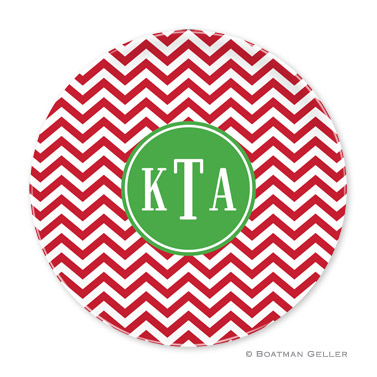 Chevron Red Holiday Plate