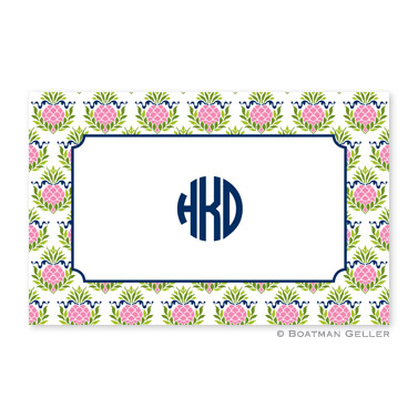 Pineapple Repeat Pink Personalized Placemat