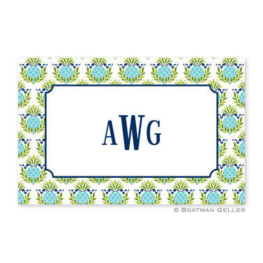 Pineapple Repeat Teal Personalized Placemat