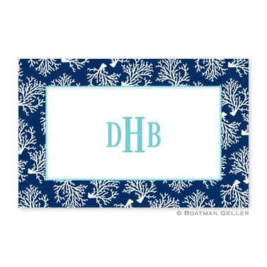 Coral Repeat Navy Personalized Placemat