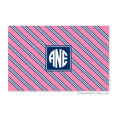 Repp Tie Pink & Navy Personalized Placemat by Boatman Geller