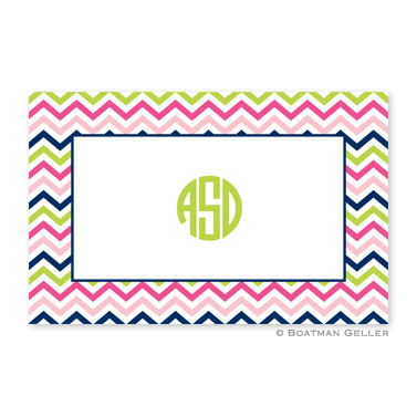 Chevron Pink, Navy & Lime Personalized Placemat