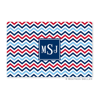Chevron Blue & Red Personalized Placemat