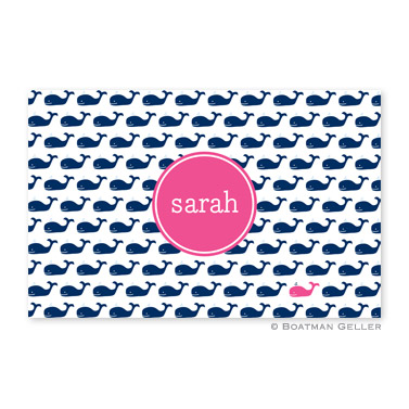 Whale Repeat Navy Personalized Placemat by Boatman Geller