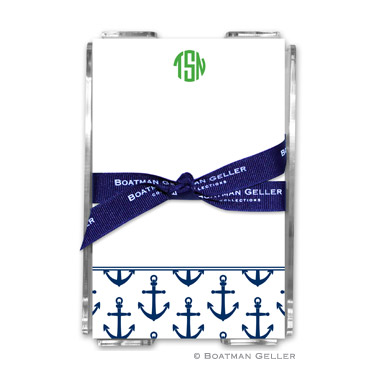 Anchors Navy Note Sheets in Acrylic Holder