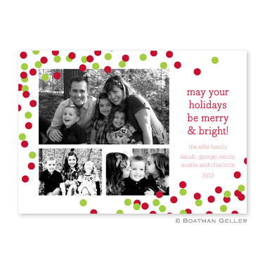 Confetti Red & Green Flat Holiday Photocard
