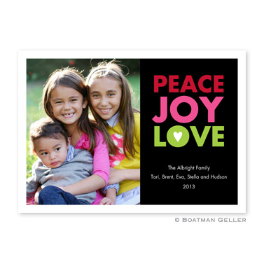 Peace Joy Love Black Flat Holiday Photocard