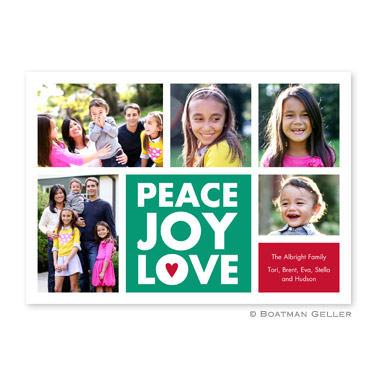Peace Joy Love Emerald Flat Holiday Photocard