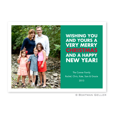 Christmas Wishes Emerald Flat Holiday Photocard