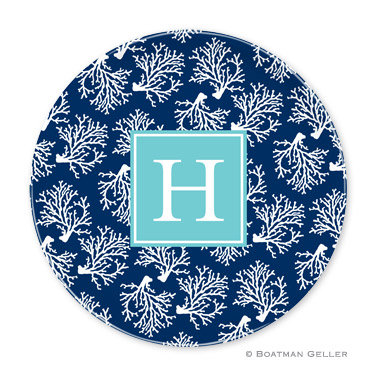 Coral Repeat Navy Personalized Plate