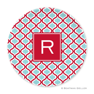 Kate Red & Teal Personalized Plate