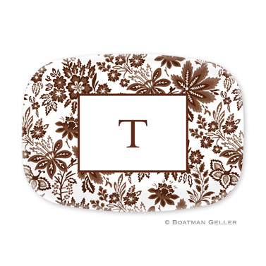 Classic Floral Brown Personalized Platter