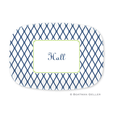 Bamboo Navy & Green Personalized Platter