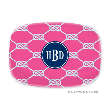 Nautical Knot Raspberry Personalized Platter