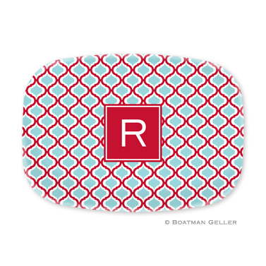 Kate Red & Teal Personalized Platter