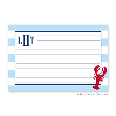 Stripe Lobster Personalized Recipe Cards