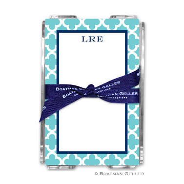 Bristol Tile Teal Note Sheets in Acrylic Holder