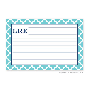 Bristol Tile Teal Personalized Recipe Cards