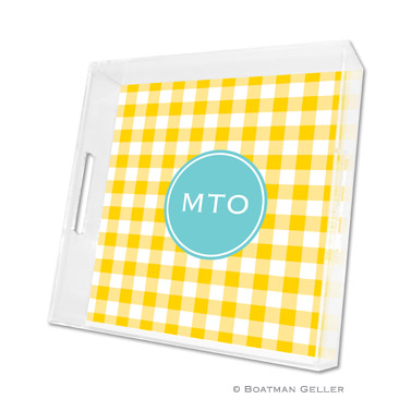Classic Check Sunflower Square Tray by Boatman Geller