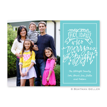 Merry & Bright Teal Flat Holiday Photocard