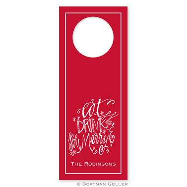 Eat Drink Be Merry Holiday Wine Tag