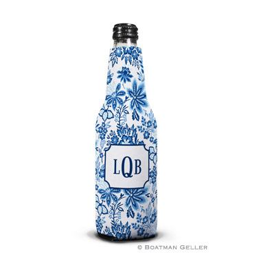 Classic Floral Blue Bottle Koozie