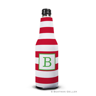 Awning Stripe Red Koozie Bottle